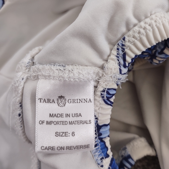 Tara Grinna bikini blue floral size 6 high rise size 34 off the shoulder top - Picture 6 of 13